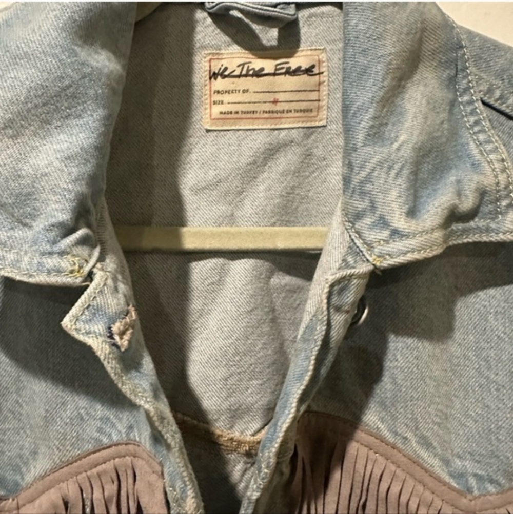 We The Free Light Blue Jean Jacket with Fringe NWOT - Picture 11 of 12